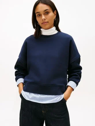 Layered-Look Fleece Sweatshirt