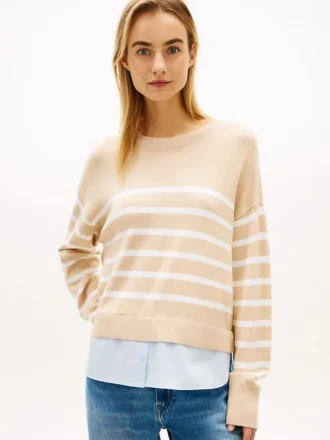 Layered-Look Lightweight Stripe Sweater