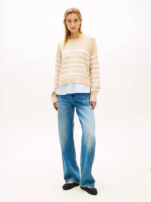 Layered-Look Lightweight Stripe Sweater Layered-Look Lightweight Stripe Sweater