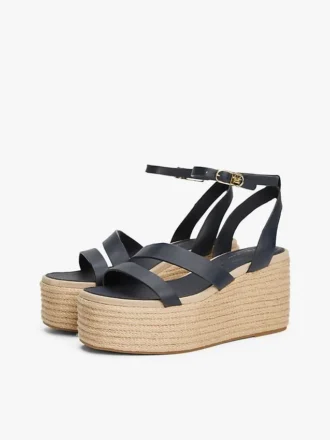 Leather-Strap Platform Espadrille