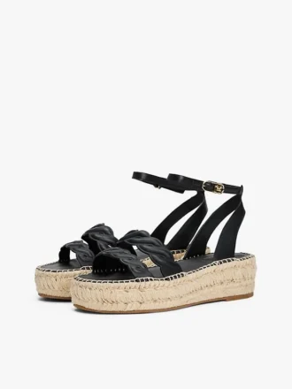 Leather Twist-Strap Platform Espadrille