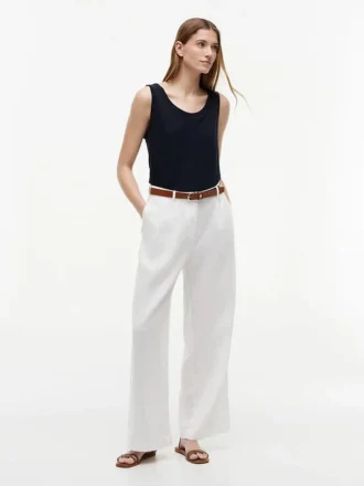 Linen-Blend Jersey Tank Top