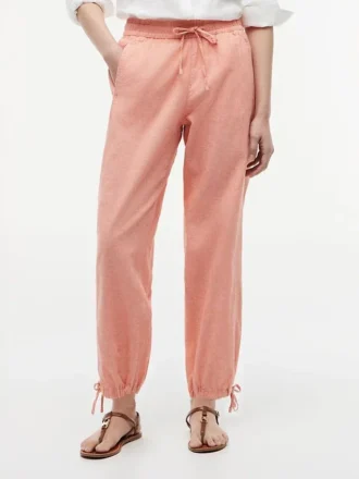 Linen-Cotton Blend Pull-On Pant