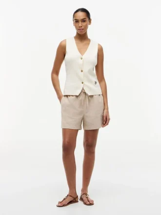 Linen-Cotton Blend Pull-On Short