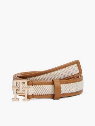 Logo Buckle Contrast-Trim Canvas Belt