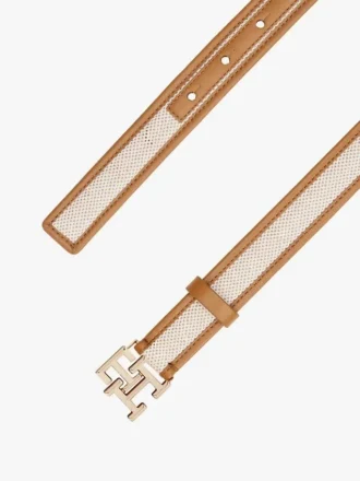 Logo Buckle Contrast-Trim Canvas Belt