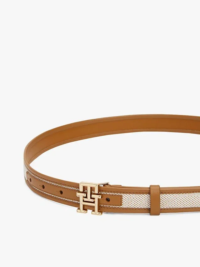Logo Buckle Contrast-Trim Canvas Belt Logo Buckle Contrast-Trim Canvas Belt