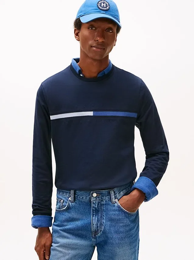 Long-Sleeve Tonal Flag Logo T-Shirt Long-Sleeve Tonal Flag Logo T-Shirt