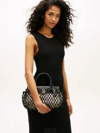 Macrame Leather Mini Tote Bag