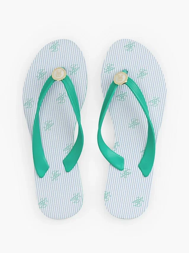 Metal Hardware Monogram Print Flip-Flop Metal Hardware Monogram Print Flip-Flop