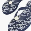 Metal Hardware TH Script Print Flip-Flop