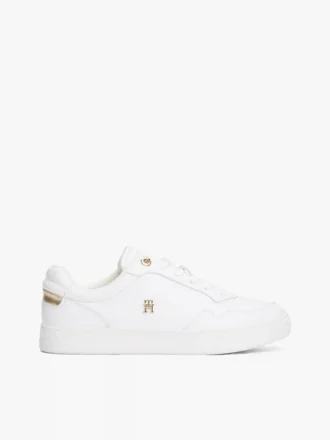 Metallic Accent Leather Court Sneaker