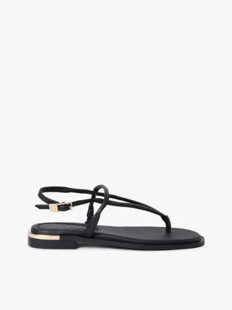 Metallic Accent Leather Sandal