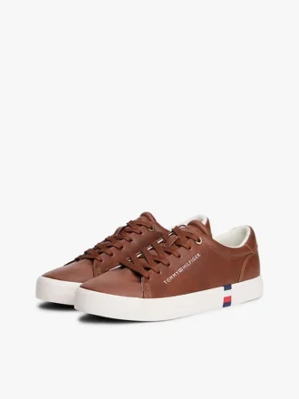 Metallic Logo Pebbled Court Sneaker