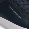 Metallic Logo Pebbled Court Sneaker