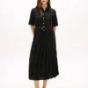 Mix Media Pleated Midi Dress