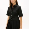 Mix Media Pleated Midi Dress