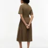 Mix Media Pleated Midi Dress