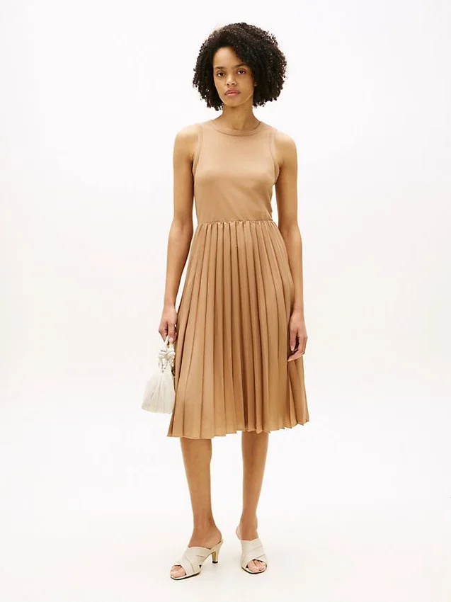 Mixed-Media Pleated Tank Dress Mixed-Media Pleated Tank Dress