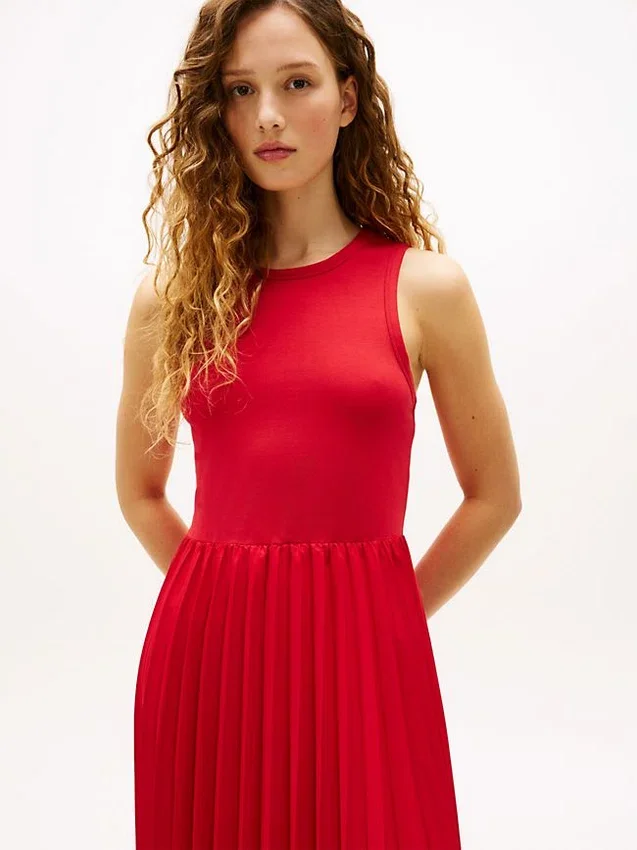 Mixed-Media Pleated Tank Dress Mixed-Media Pleated Tank Dress