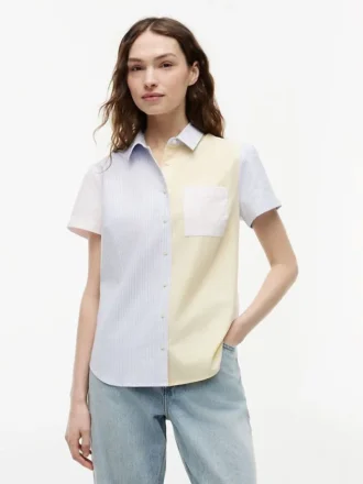 Mixed-Stripe Stretch Oxford Shirt