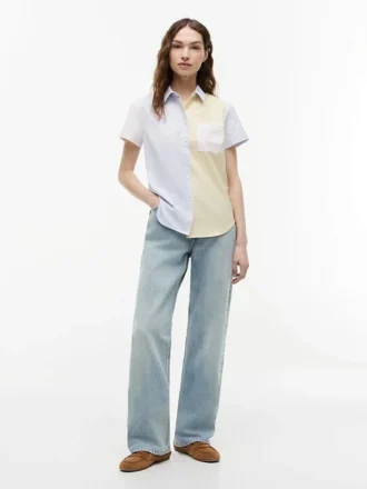 Mixed-Stripe Stretch Oxford Shirt