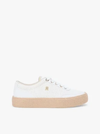 Mixed-Texture Canvas Platform Sneaker