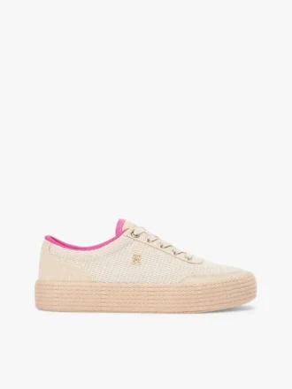 Mixed-Texture Canvas Platform Sneaker