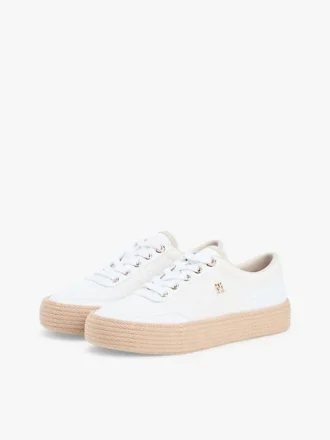 Mixed-Texture Canvas Platform Sneaker