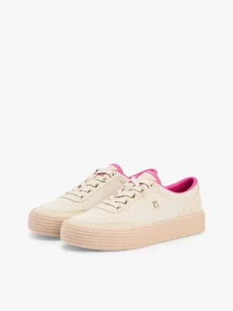 Mixed-Texture Canvas Platform Sneaker