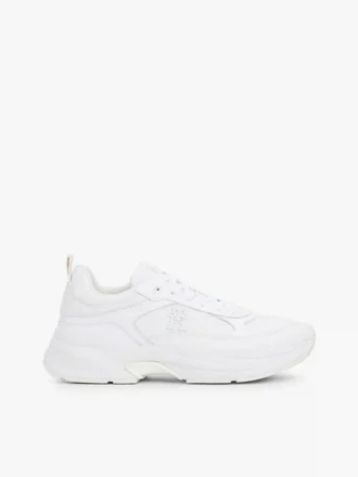 Mixed-Texture Chunky Leather Sneaker