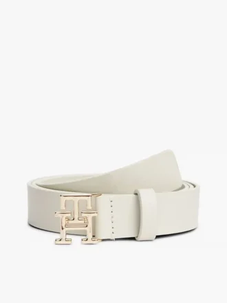 Monogram Buckle Leather Belt