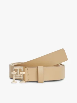 Monogram Buckle Leather Belt