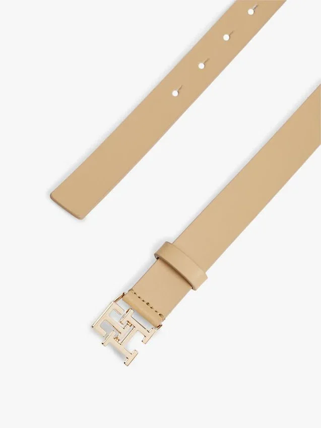 Monogram Buckle Leather Belt Monogram Buckle Leather Belt