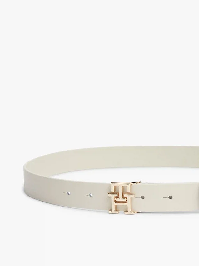 Monogram Buckle Leather Belt Monogram Buckle Leather Belt