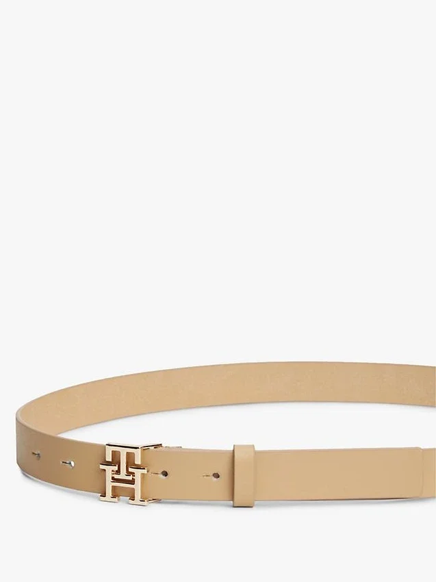 Monogram Buckle Leather Belt Monogram Buckle Leather Belt