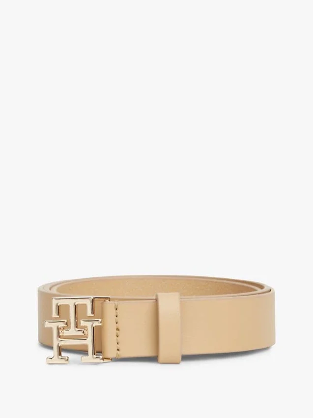 Monogram Buckle Leather Belt Monogram Buckle Leather Belt