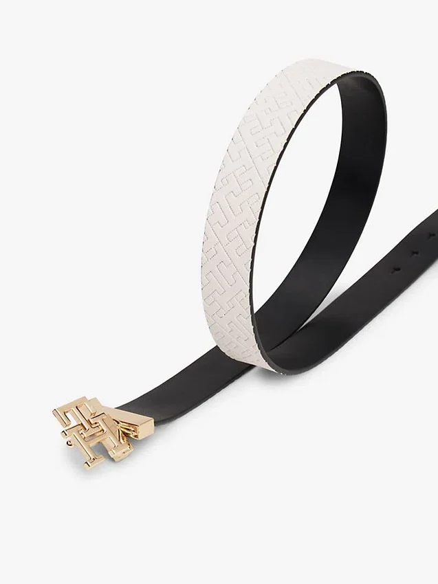 Monogram Buckle Reversible Leather Belt Monogram Buckle Reversible Leather Belt