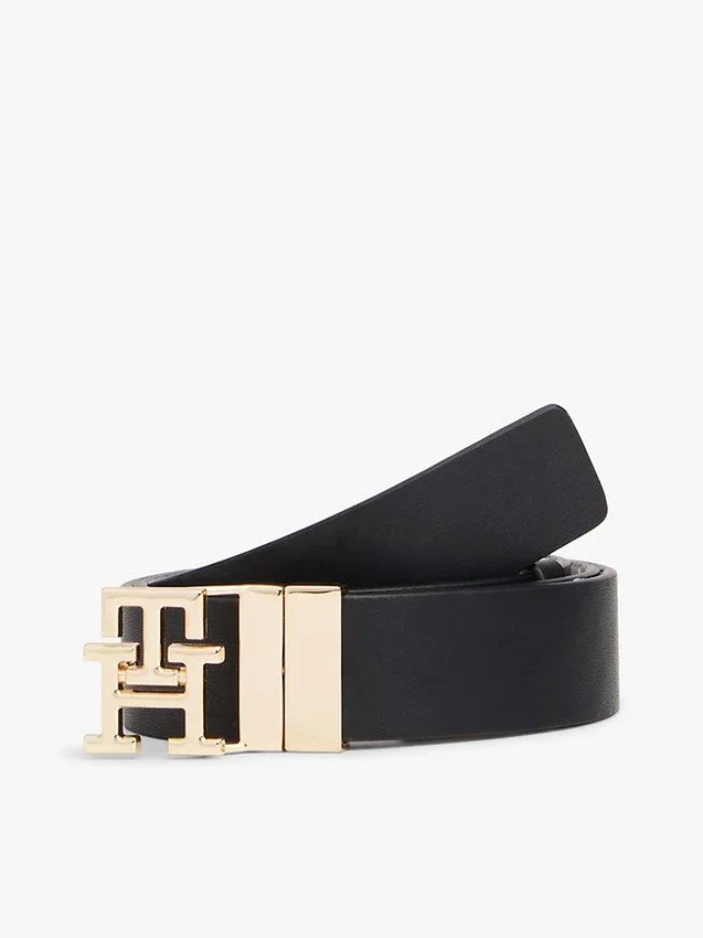 Monogram Buckle Reversible Leather Belt Monogram Buckle Reversible Leather Belt