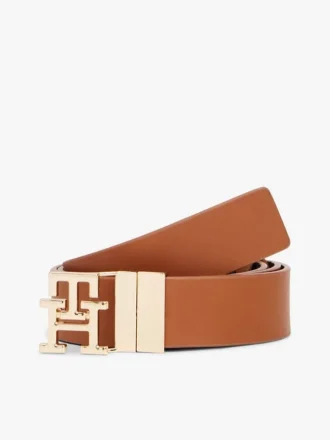 Monogram Buckle Reversible Leather Belt