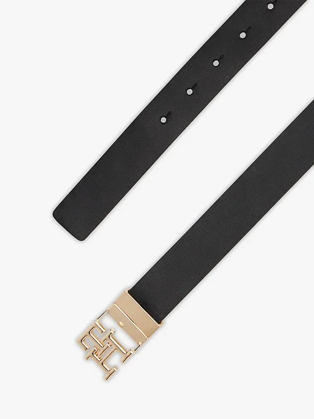 Monogram Buckle Reversible Leather Belt Monogram Buckle Reversible Leather Belt