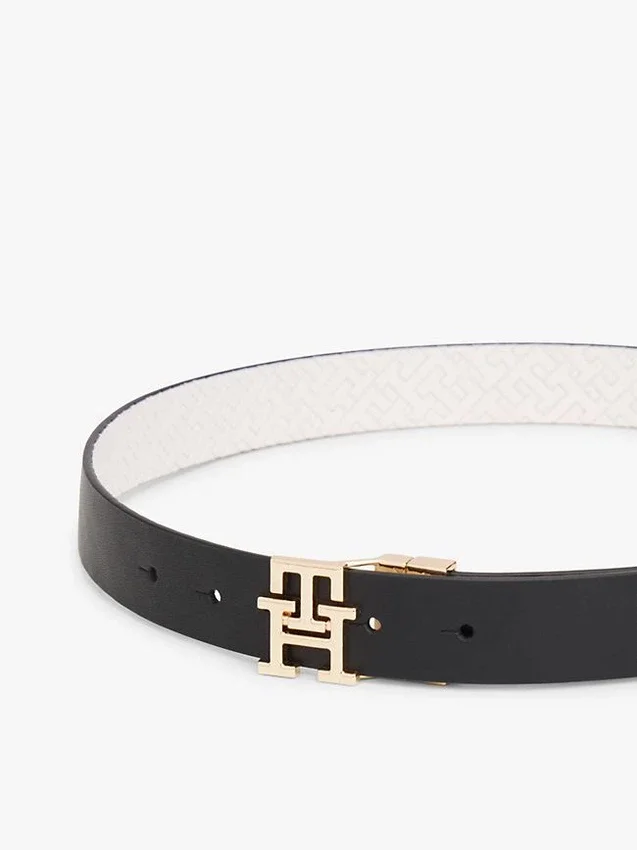 Monogram Buckle Reversible Leather Belt Monogram Buckle Reversible Leather Belt