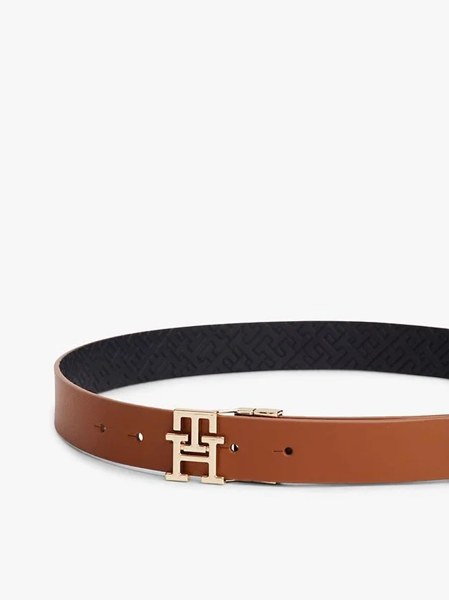Monogram Buckle Reversible Leather Belt Monogram Buckle Reversible Leather Belt