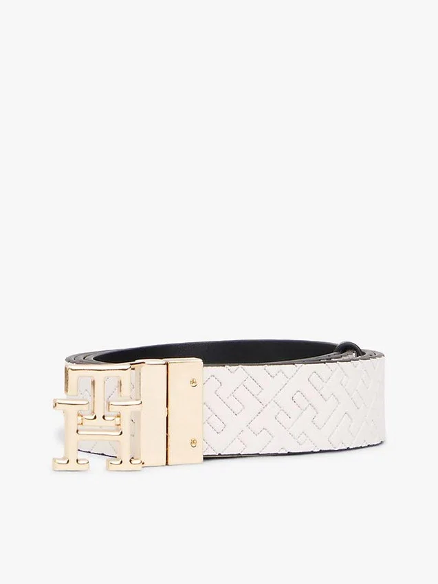 Monogram Buckle Reversible Leather Belt Monogram Buckle Reversible Leather Belt
