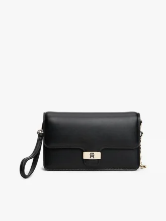 Monogram Clasp Pebbled Flap Clutch