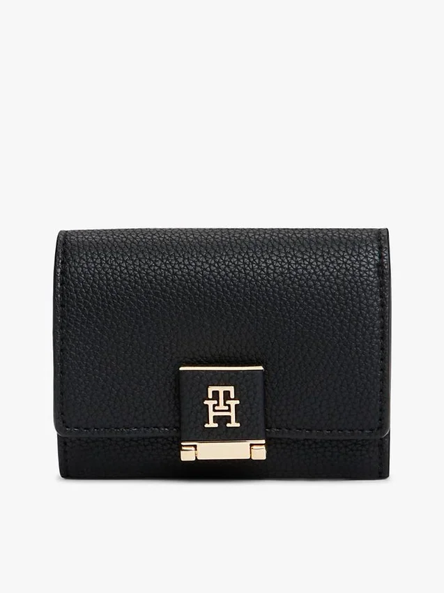 Monogram Clasp Pebbled Trifold Wallet Monogram Clasp Pebbled Trifold Wallet