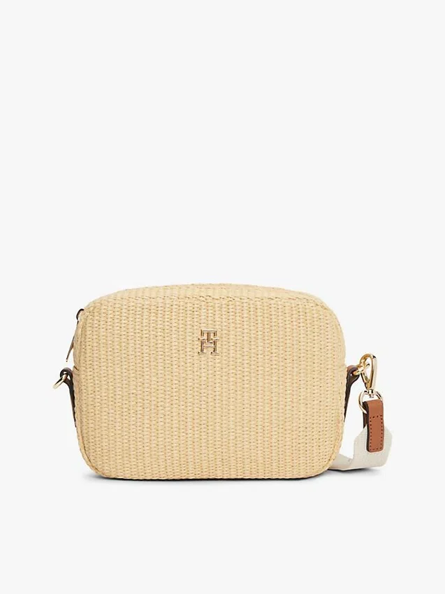 Monogram Logo Raffia Crossbody Bag Monogram Logo Raffia Crossbody Bag