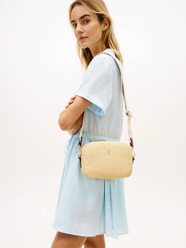 Monogram Logo Raffia Crossbody Bag Monogram Logo Raffia Crossbody Bag