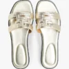 Monogram Strap Metallic Leather Sandal