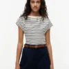 Nautical Gold-Button Boatneck T-Shirt